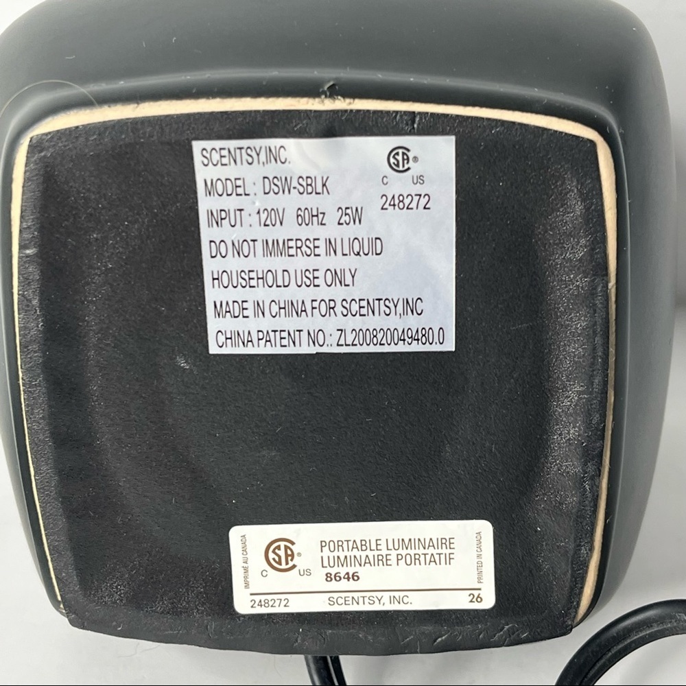 Classic Satin Black Scentsy Warmer Electric Wax Melt Warmer - Picture 4 of 11
